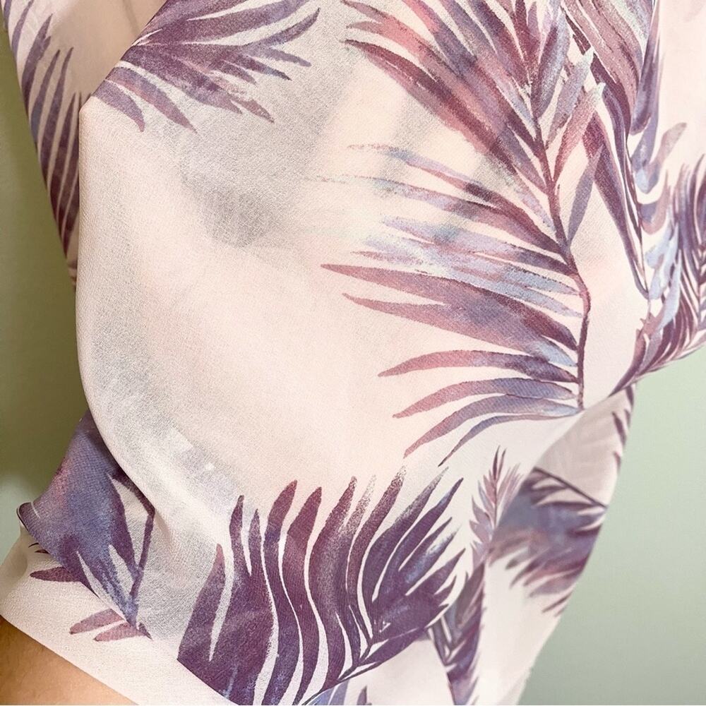 Forever 21 Women's Purple Palm Leaf Cold Shoulder Sheer Drape Cover-Up Top 2X - Picture 8 of 10